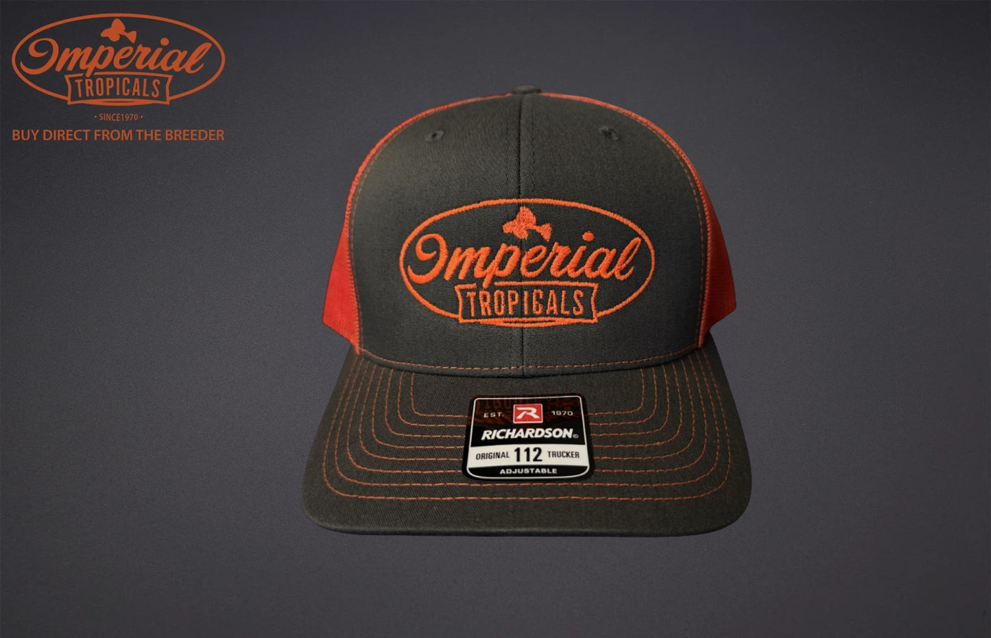 Charcoal with Orange Mesh Imperial Tropicals Snapback Hat